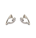 Silver Elven Ear Cuff Earrings | Shooting Star Crawler Studs with Pave Zirconia | Gothic Fairy Wing Jewelry | Celestial Wrap Studs for Women
