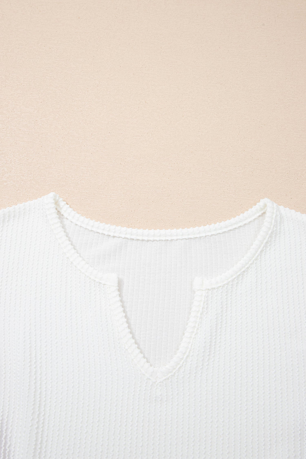 White Spiral Ribbed Raw Seam Color Block Patchwork Long Sleeve Top