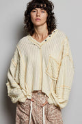 V-Neck Long Sleeve Top with Stitch Detail
