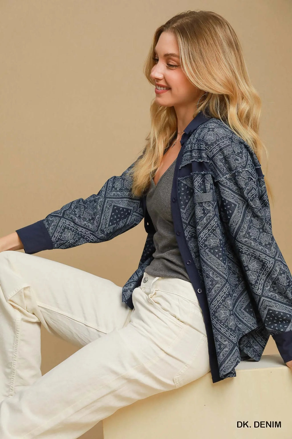 Paisley Print Denim Shirt Jacket