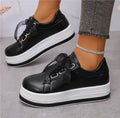Single Large Size Casual European And American Lace-up Flat Round Toe Platform Women's Shoes See size chart under “more details”