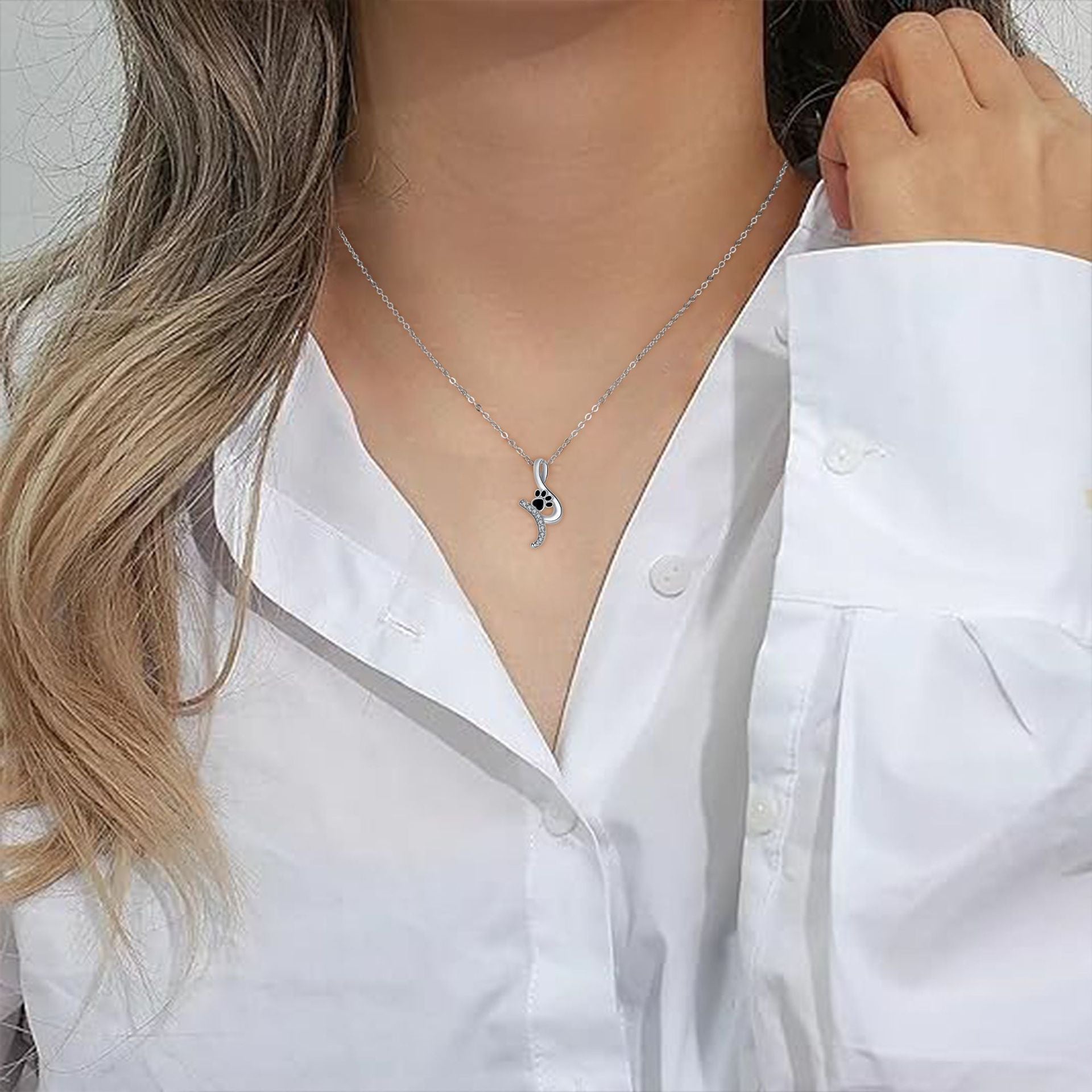 Fashion Cute Pet Paw Print Pendant Necklace
