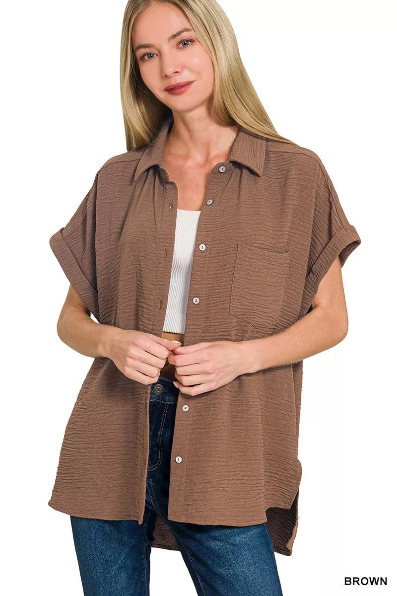 Woven Airflow Button Down Shirt