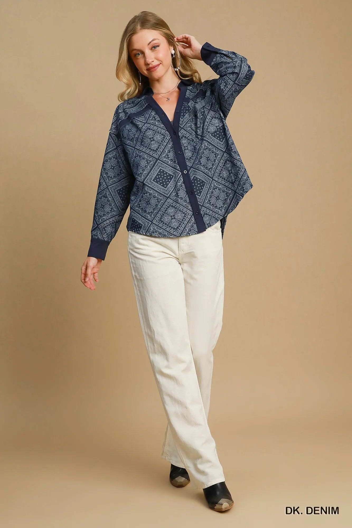 Paisley Print Denim Shirt Jacket