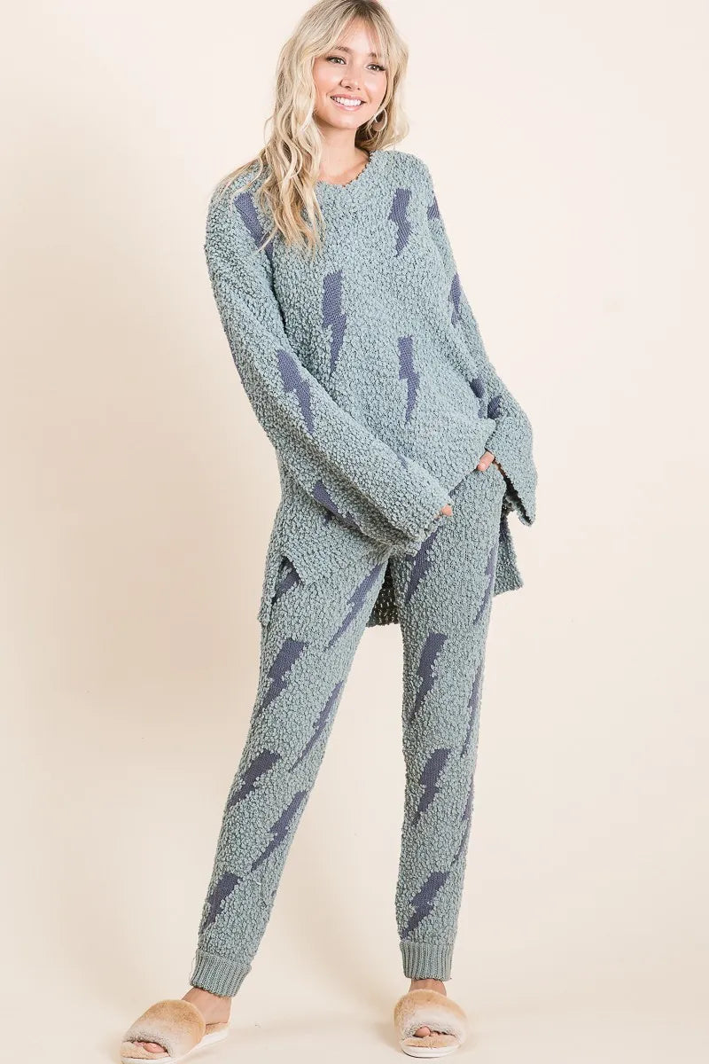 Cozy Soft Hairy Popcorn Sweater Pants