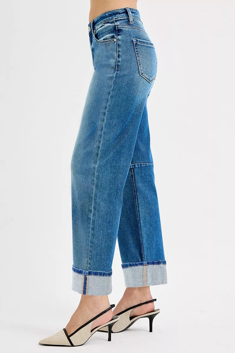 Slouchy Crop Barrel Cuffed Jeans