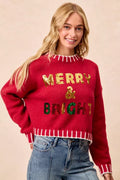 Christmas Theme Sequin Lattering Sweater