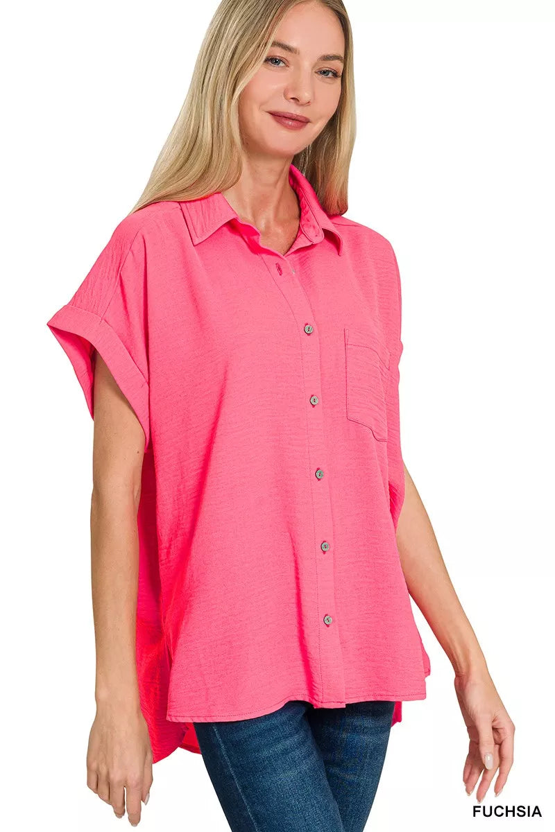Woven Airflow Button Down Shirt
