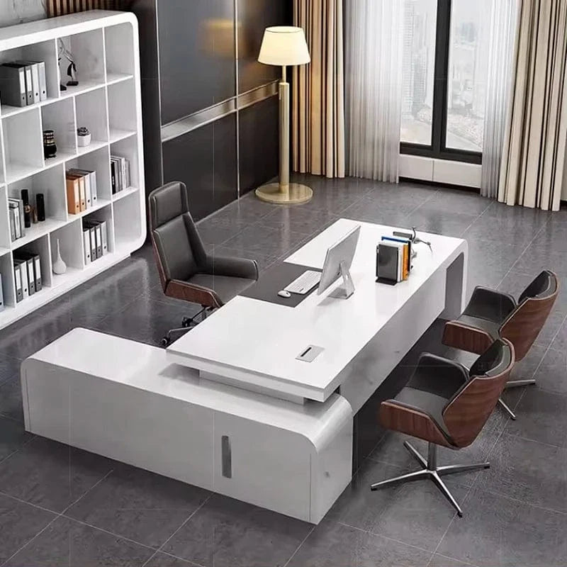 Halcyon · White L-Shaped Executive Desk