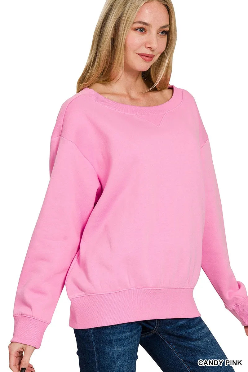 Fleece Boat Neck Sweatshirt
