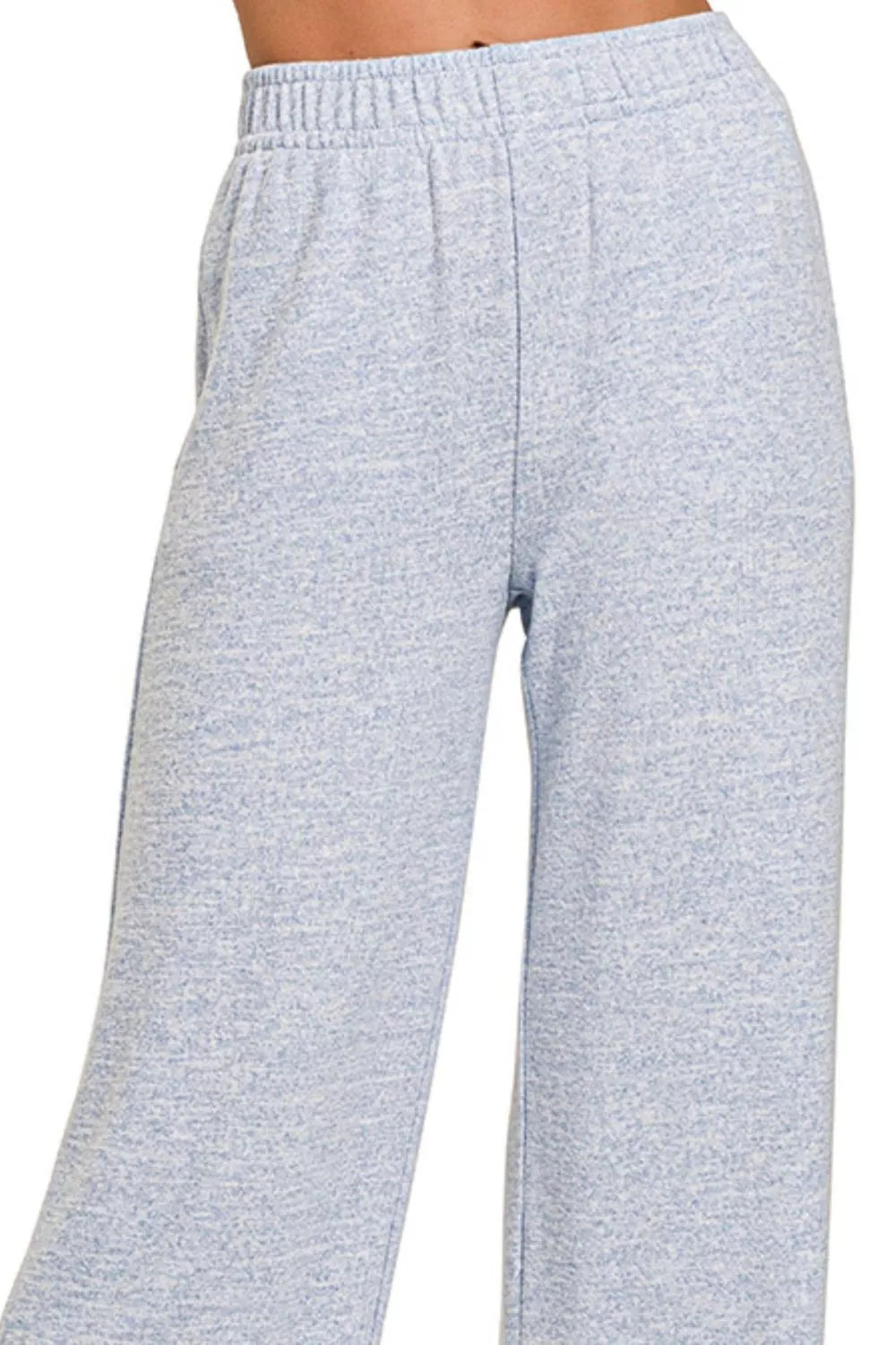 Soft Melange Hacci Elastic Waistband Lounge Pants