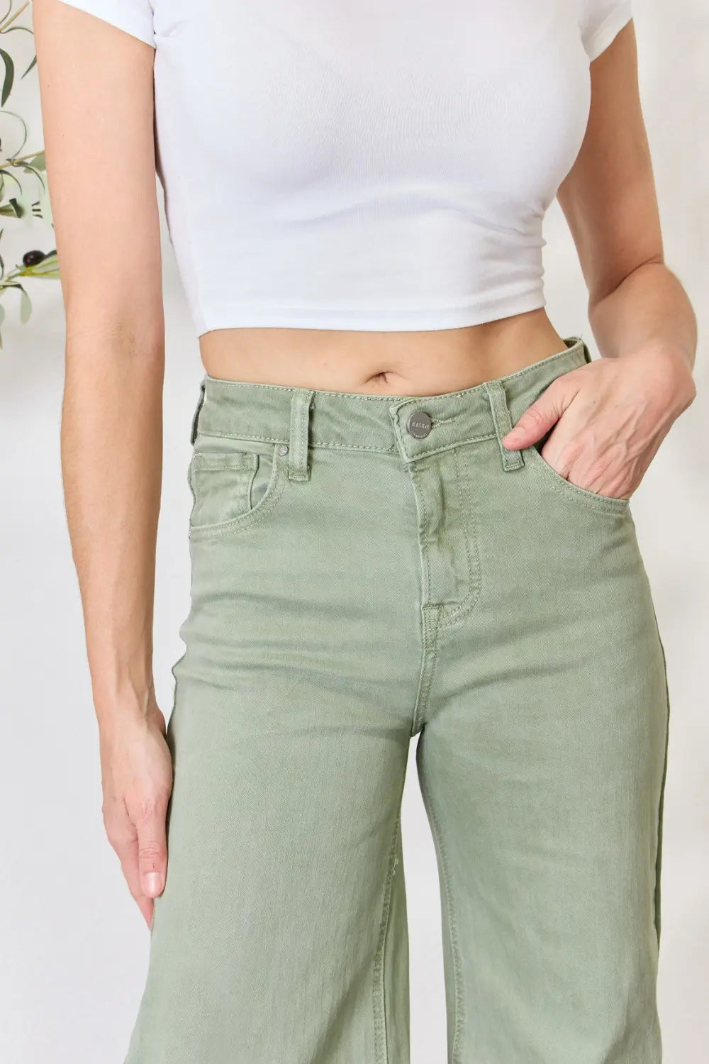 Full Size Raw Hem Wide-Leg Jeans