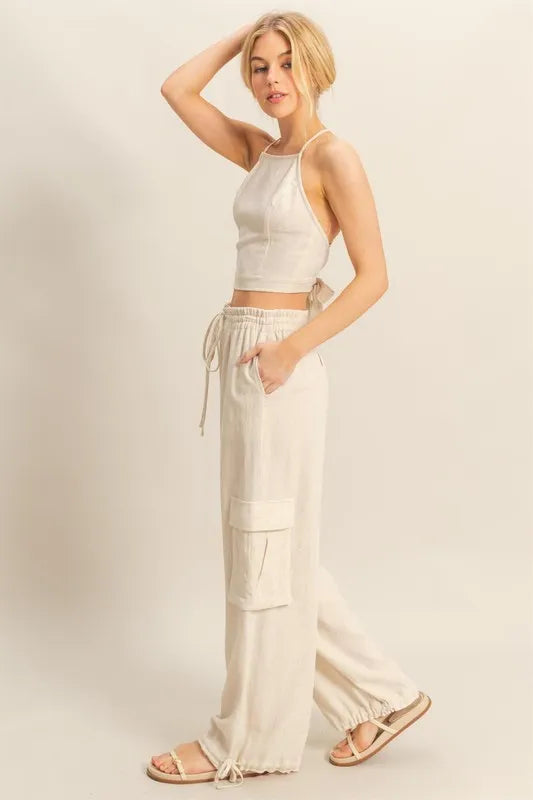 Crop Top and Cargo Pants Set