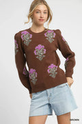 Single Flower Stem Jacquard Sweater