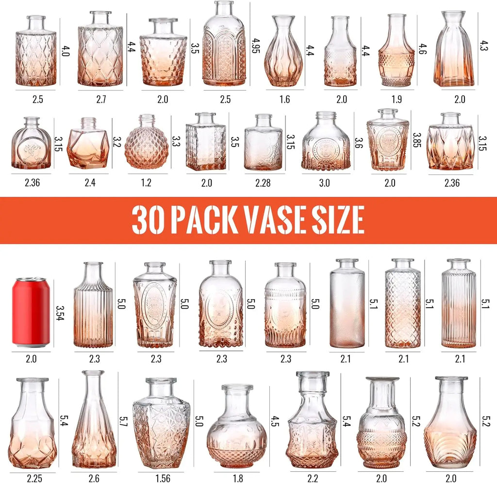 DecorBites™ 30 Gradual Orange Glass Bud Vases for Wedding Centerpieces