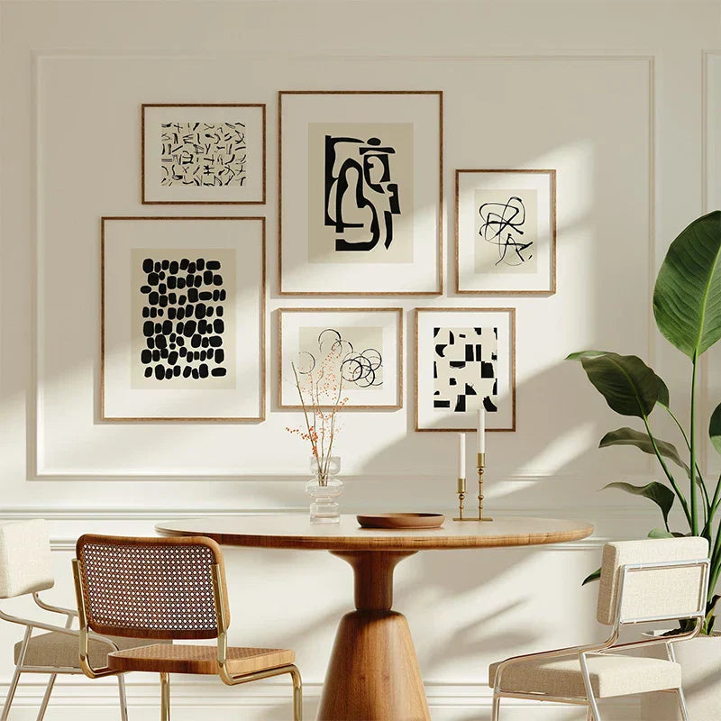 DecorBites™ 6 Black & Beige Abstract Canvas Poster Prints