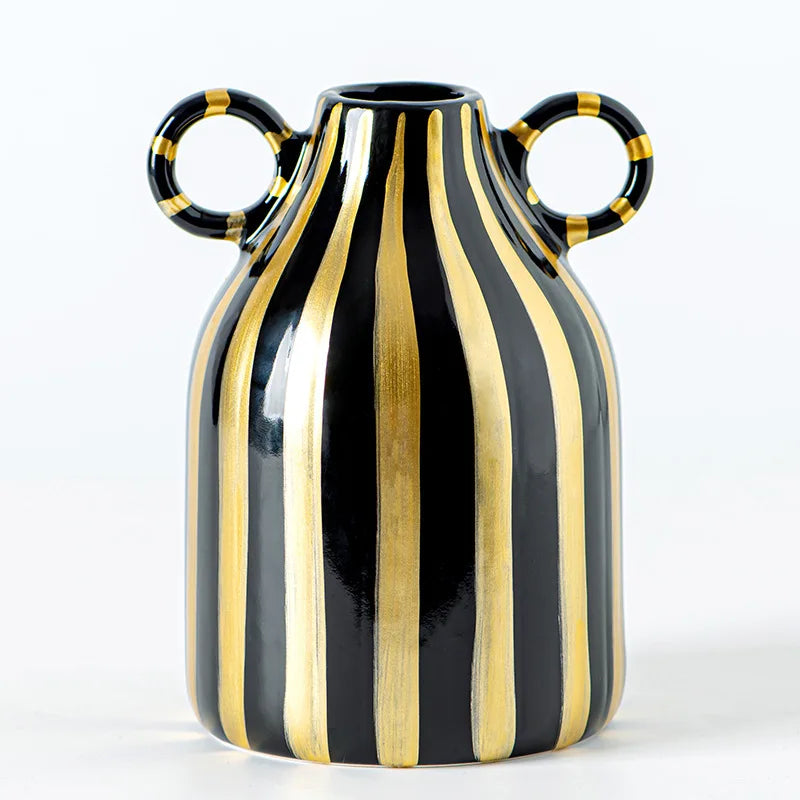 DecorBites™ Abstract Ceramic Hydroponic Vase, Black & White