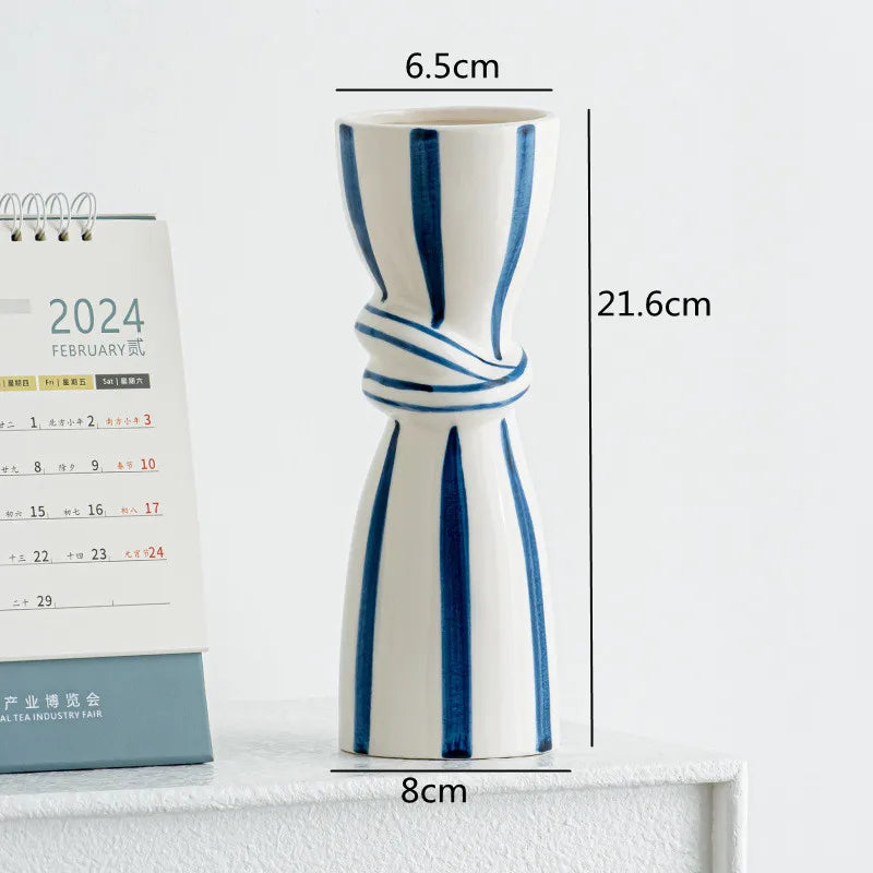 DecorBites™ Abstract Ceramic Hydroponic Vase, Black & White