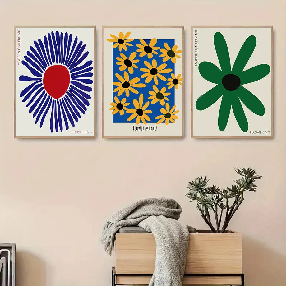 DecorBites™ Abstract Flowers Wall Art Print Canvas Decor