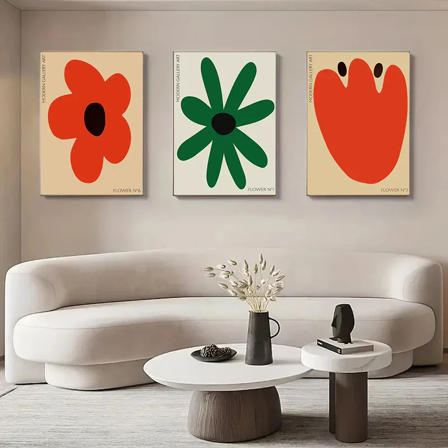 DecorBites™ Abstract Flowers Wall Art Print Canvas Decor