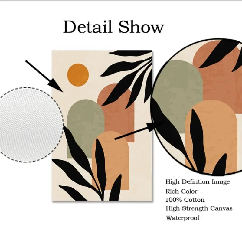 DecorBites™ Abstract Nordic Leaf Canvas Wall Art