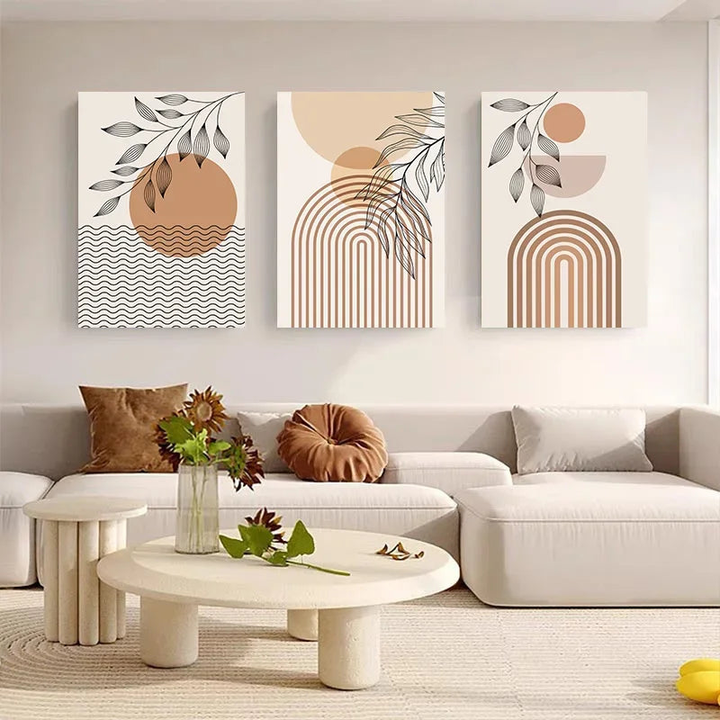 DecorBites™ Abstract Orange Leaf Posters Set - Boho Home Wall Art