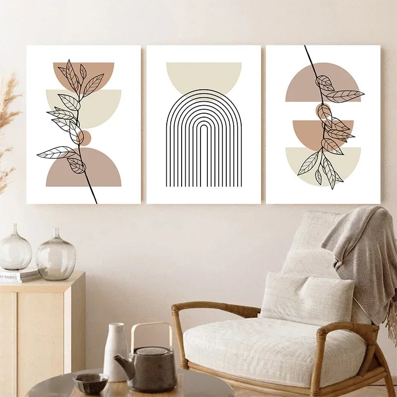 DecorBites™ Abstract Orange Leaf Posters Set - Boho Home Wall Art