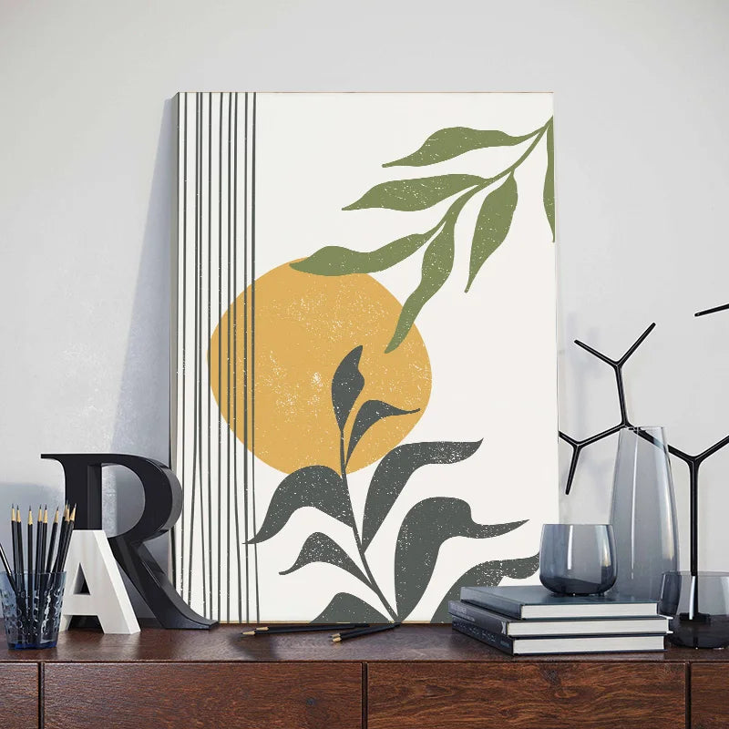 DecorBites™ Abstract Orange Leaf Posters Set - Boho Home Wall Art