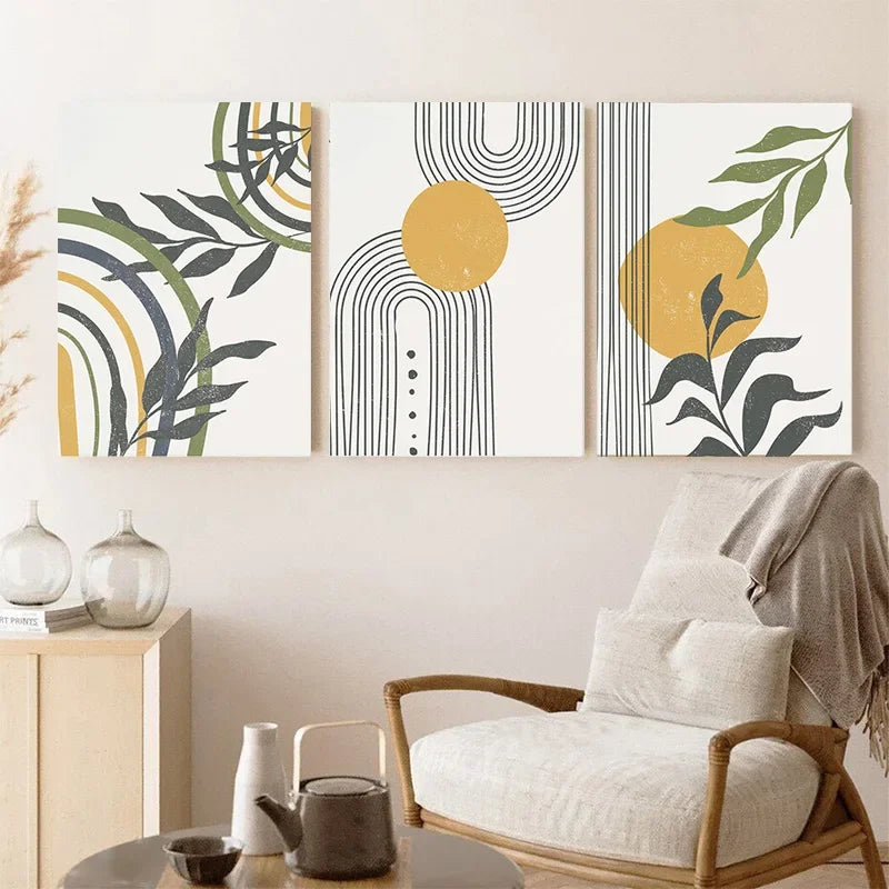 DecorBites™ Abstract Orange Leaf Posters Set - Boho Home Wall Art