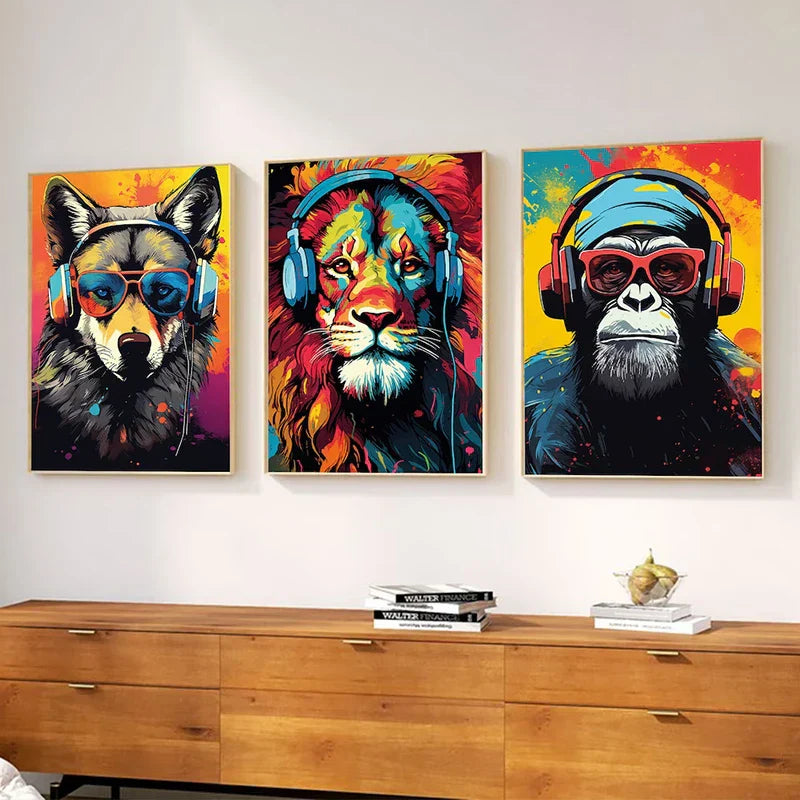 DecorBites™ Animal Headphones Gaming Posters for Teens