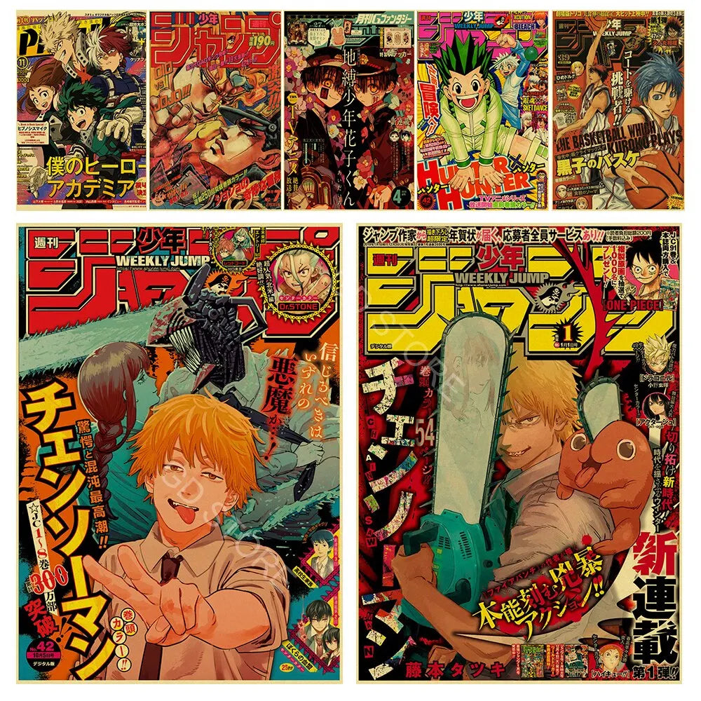 DecorBites™ Anime Poster Set: Chainsaw Man, Attack on Titan, Haikyuu
