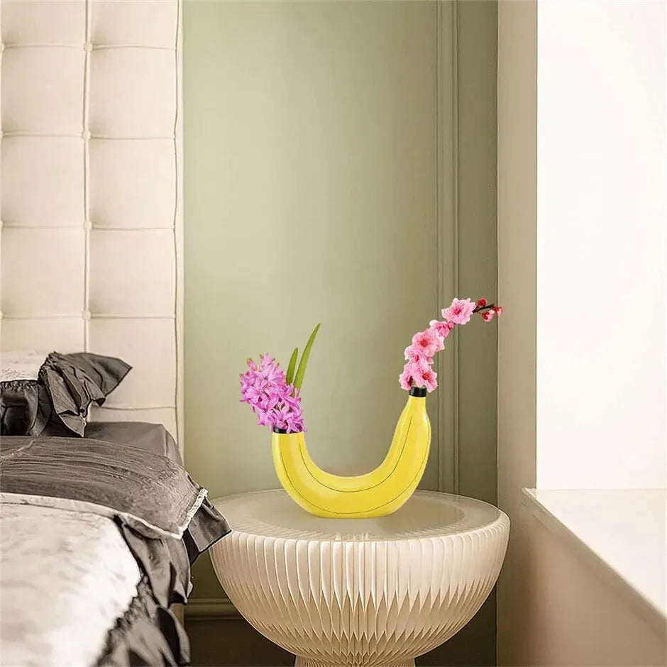 DecorBites™ Banana Shape Resin Flower Vase - Home Decor