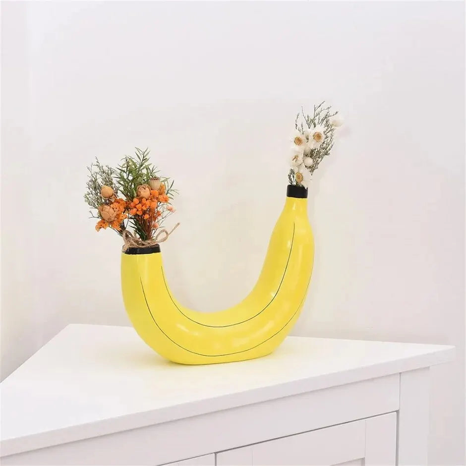DecorBites™ Banana Shape Resin Flower Vase - Home Decor