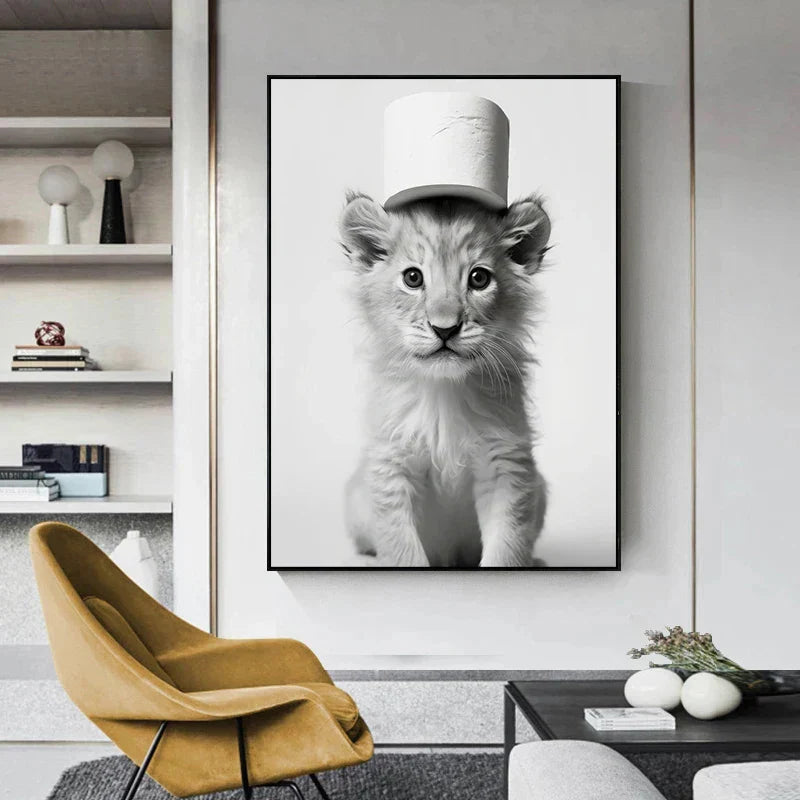 DecorBites™ Bathroom Wall Art: Cute Animal Canvas Posters