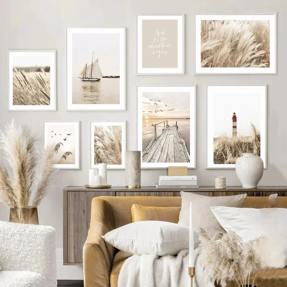 DecorBites™ "Beige Flower Grass Wall Art Print"