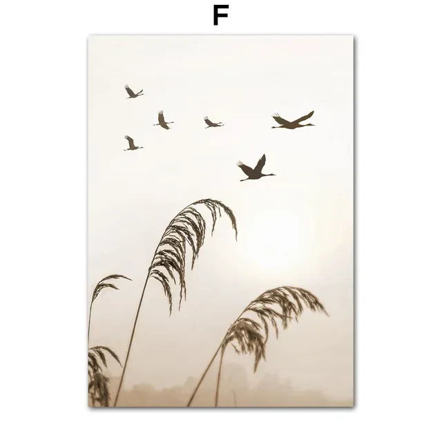 DecorBites™ "Beige Flower Grass Wall Art Print"