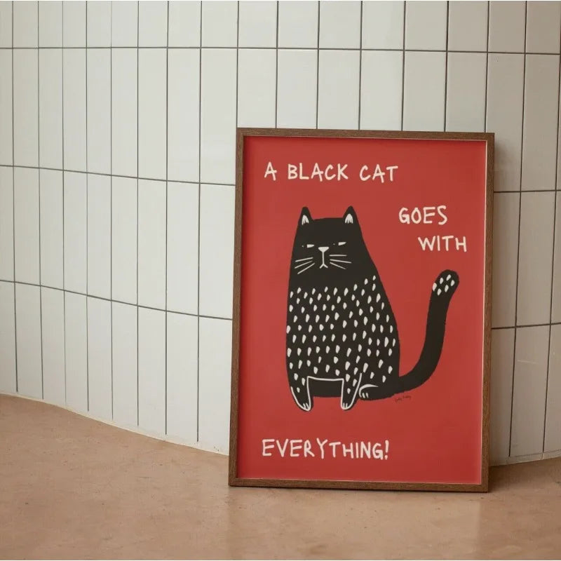 DecorBites™ Black Cat Funny Animal Wall Art Canvas