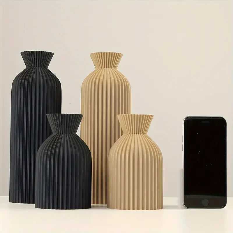 DecorBites™ Black Plastic Vase - Stylish Boho Decor Centerpiece