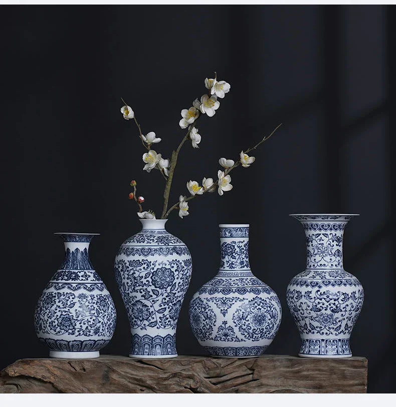 DecorBites™ Blue and White Ceramic Vase - Elegant Home Decor