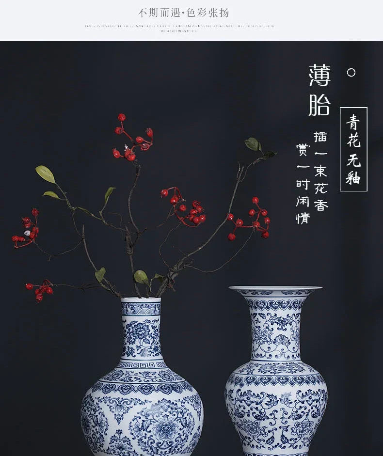 DecorBites™ Blue and White Ceramic Vase - Elegant Home Decor