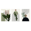 DecorBites™ Bohemian Green Leaves Canvas Wall Art Trio