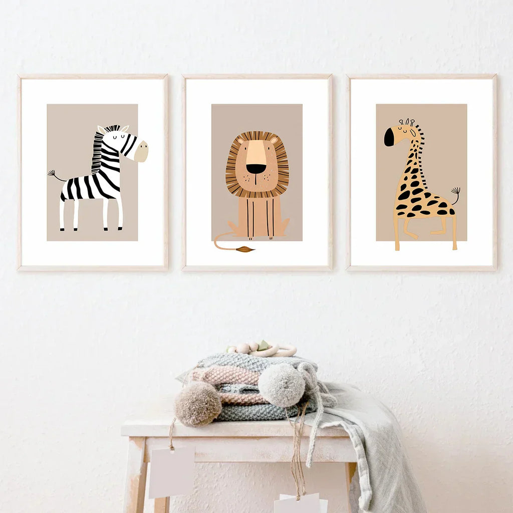 DecorBites™ Bohemian Jungle Animal Toddler Canvas Set