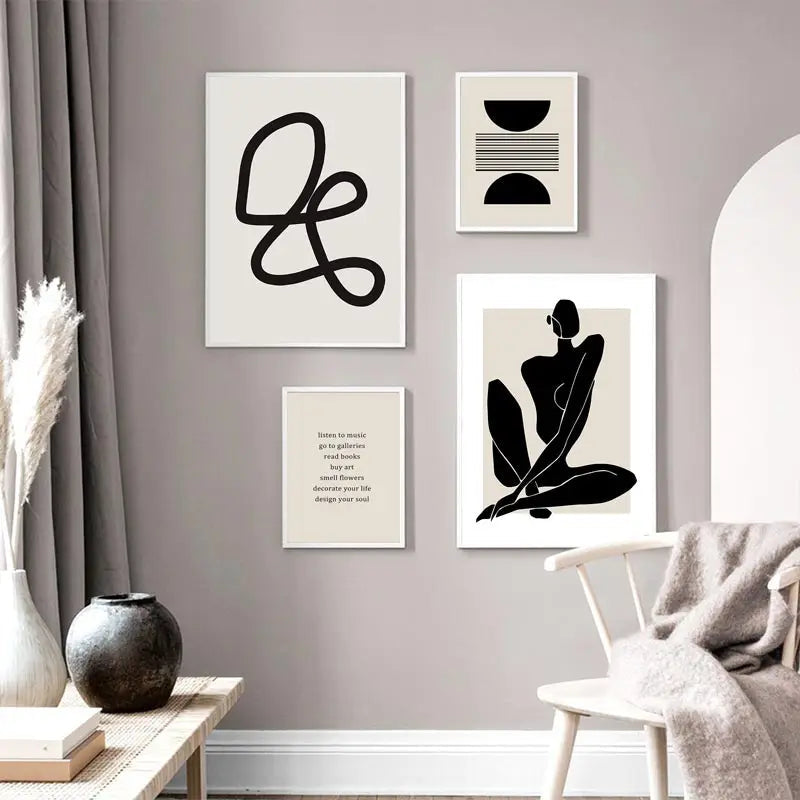 DecorBites™ Boho Geometric Line Canvas Wall Art