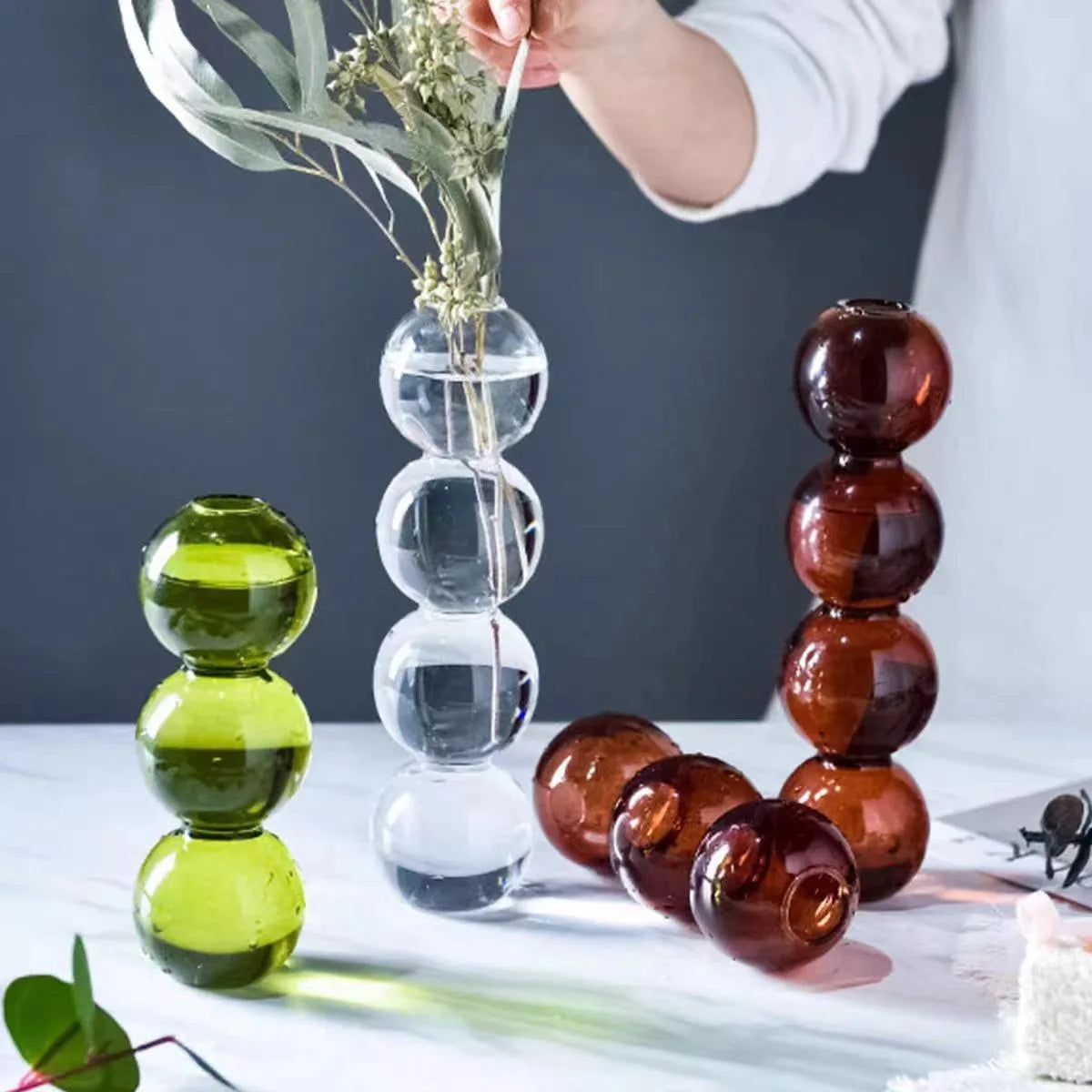 DecorBites™ Clear Glass Bubble Vase for Home Decor