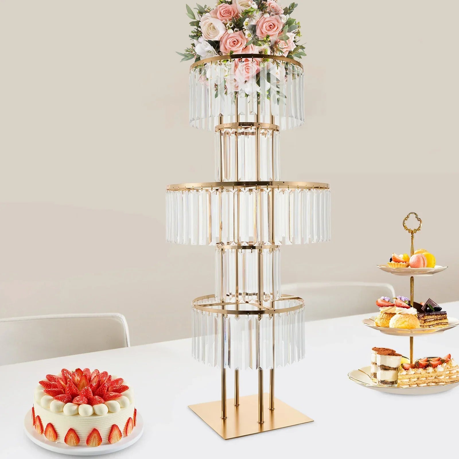DecorBites™ Elegant 5-Tier Gold Wedding Flower Stand