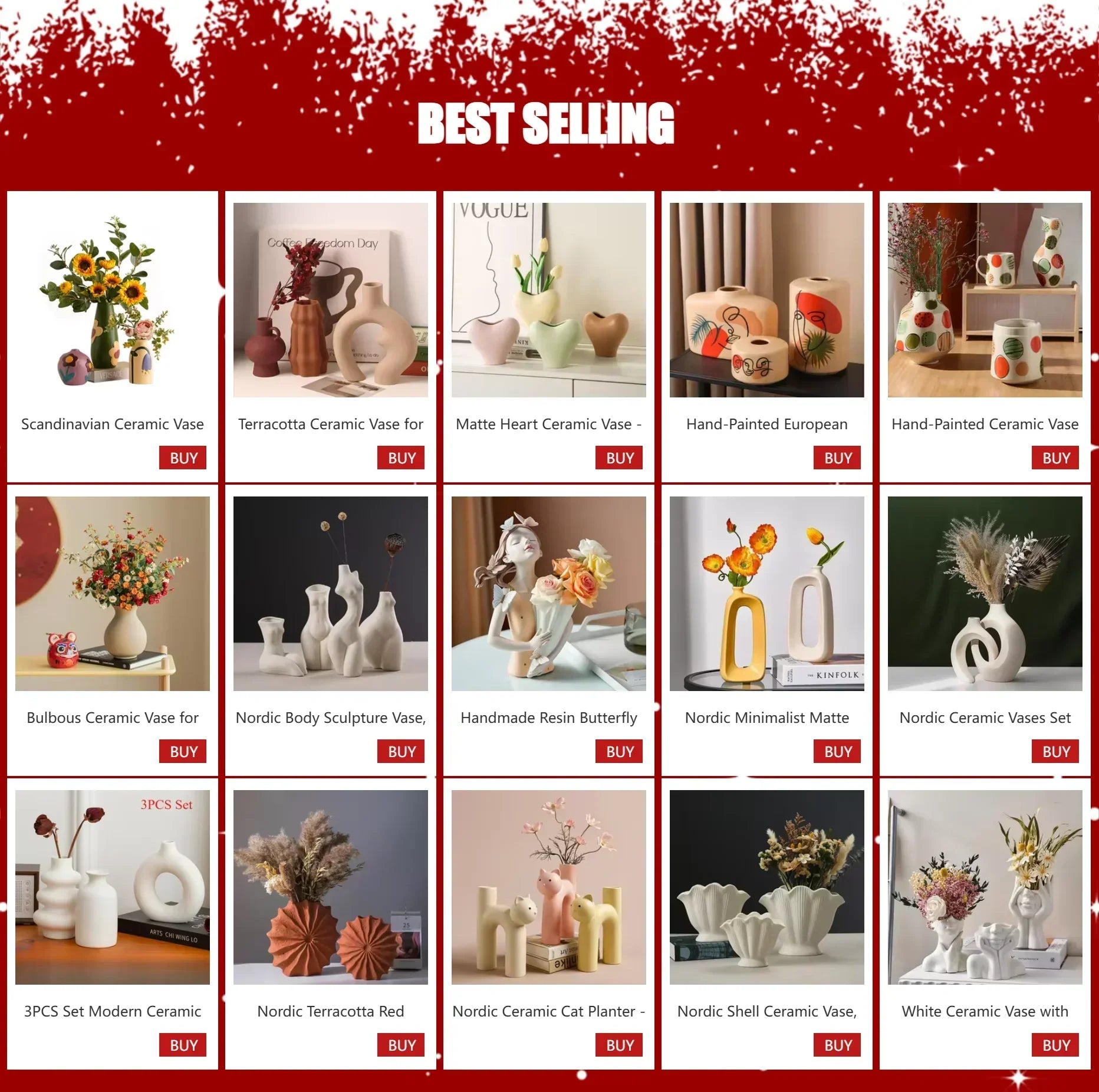 DecorBites™ Elegant Ceramic Vase with Shell Design