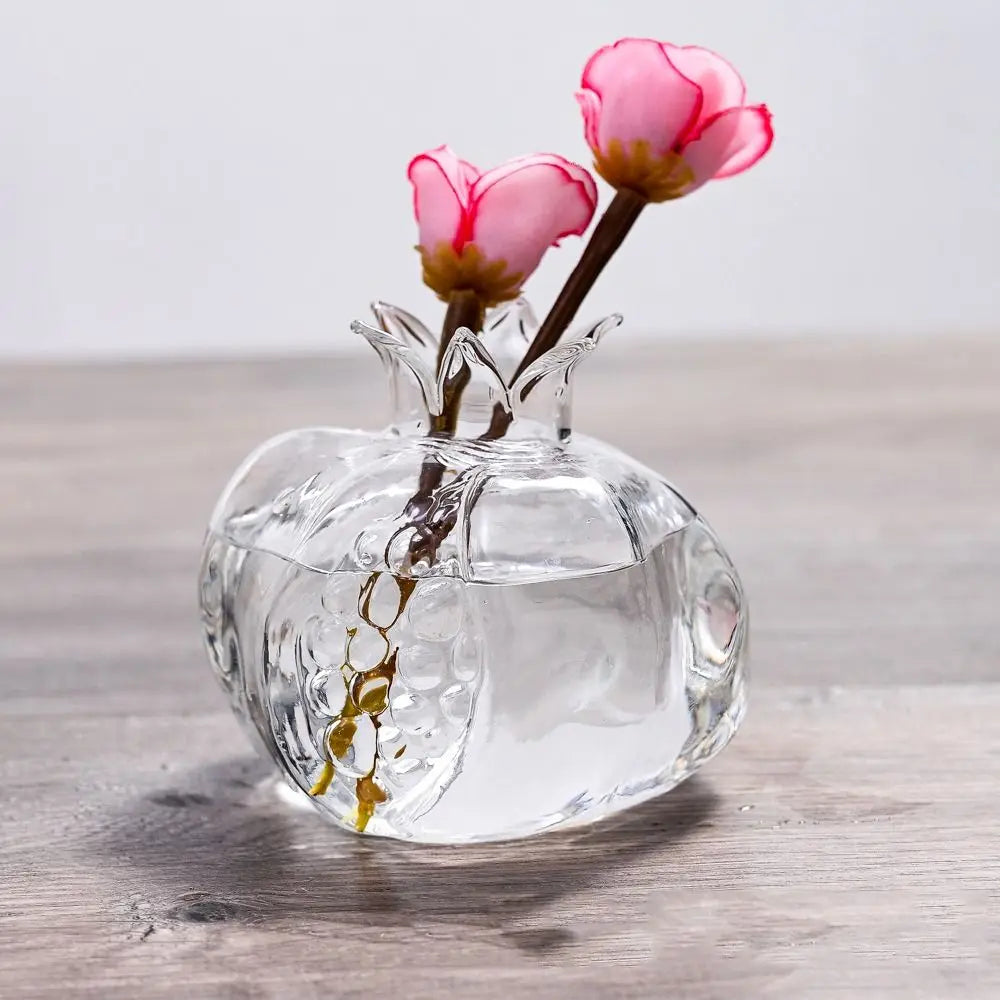 DecorBites™ Glass Pomegranate Flower Vase Home Decor