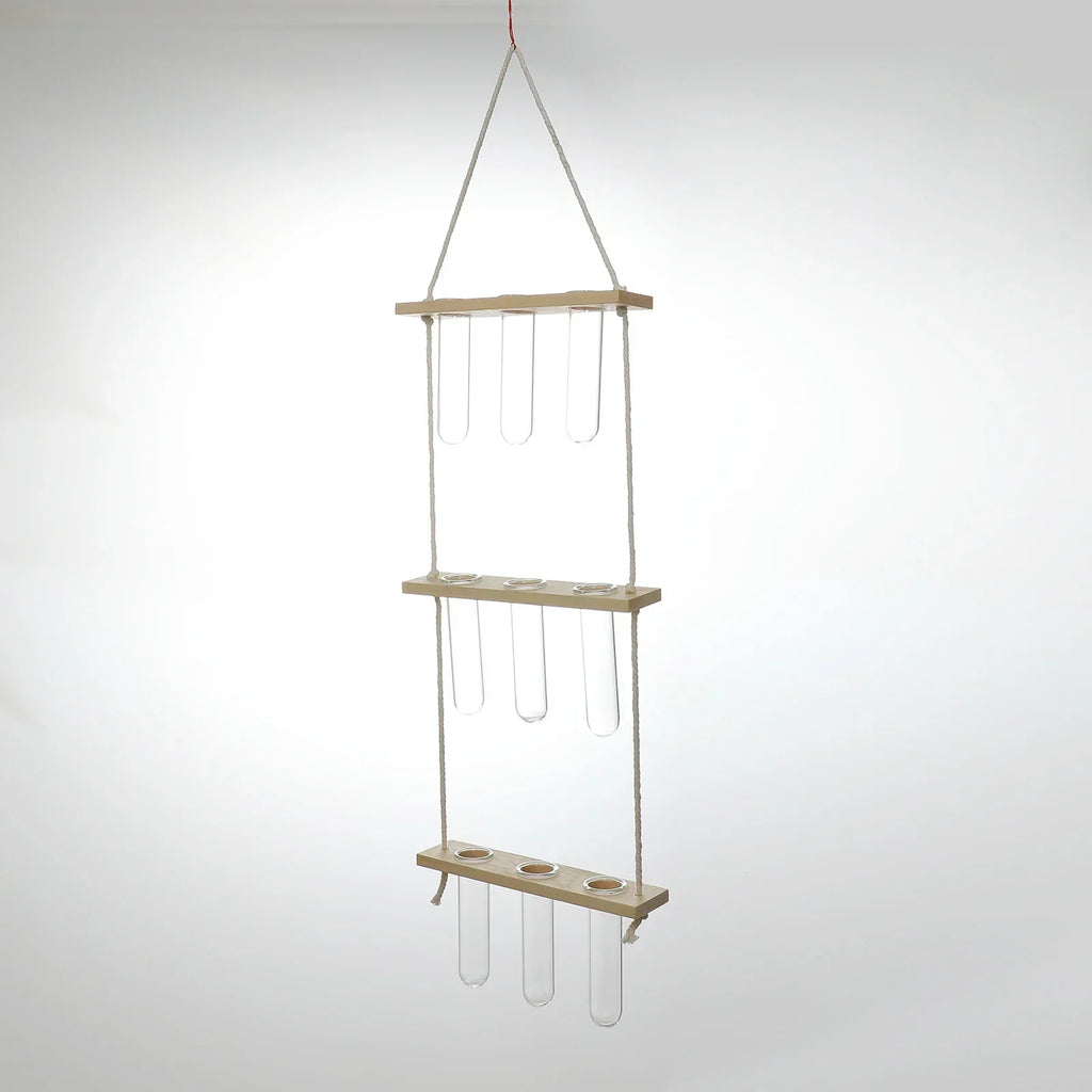 DecorBites™ Glass Wall Hanging Planters with Wooden Holder