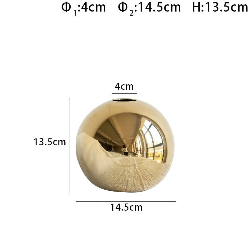 DecorBites™ Golden Ball Ceramic Vase Home Decor