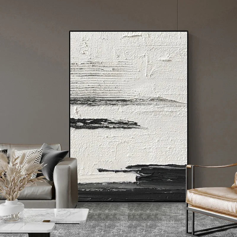 DecorBites™ Hand-Painted Black & White Abstract Wall Painting